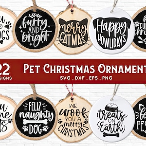 KOOP 4 KRIJG 50% KORTING Pet Christmas Ornament SVG bundel - kat hond kerst ornamenten SVG bundel - kat hond dier kerst decor SVG DXF PNG