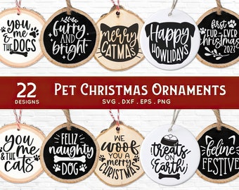 BUY 4 GET 50% OFF Pet Christmas Ornament svg bundle - cat dog christmas ornaments svg bundle - cat dog animal christmas decor svg dxf png