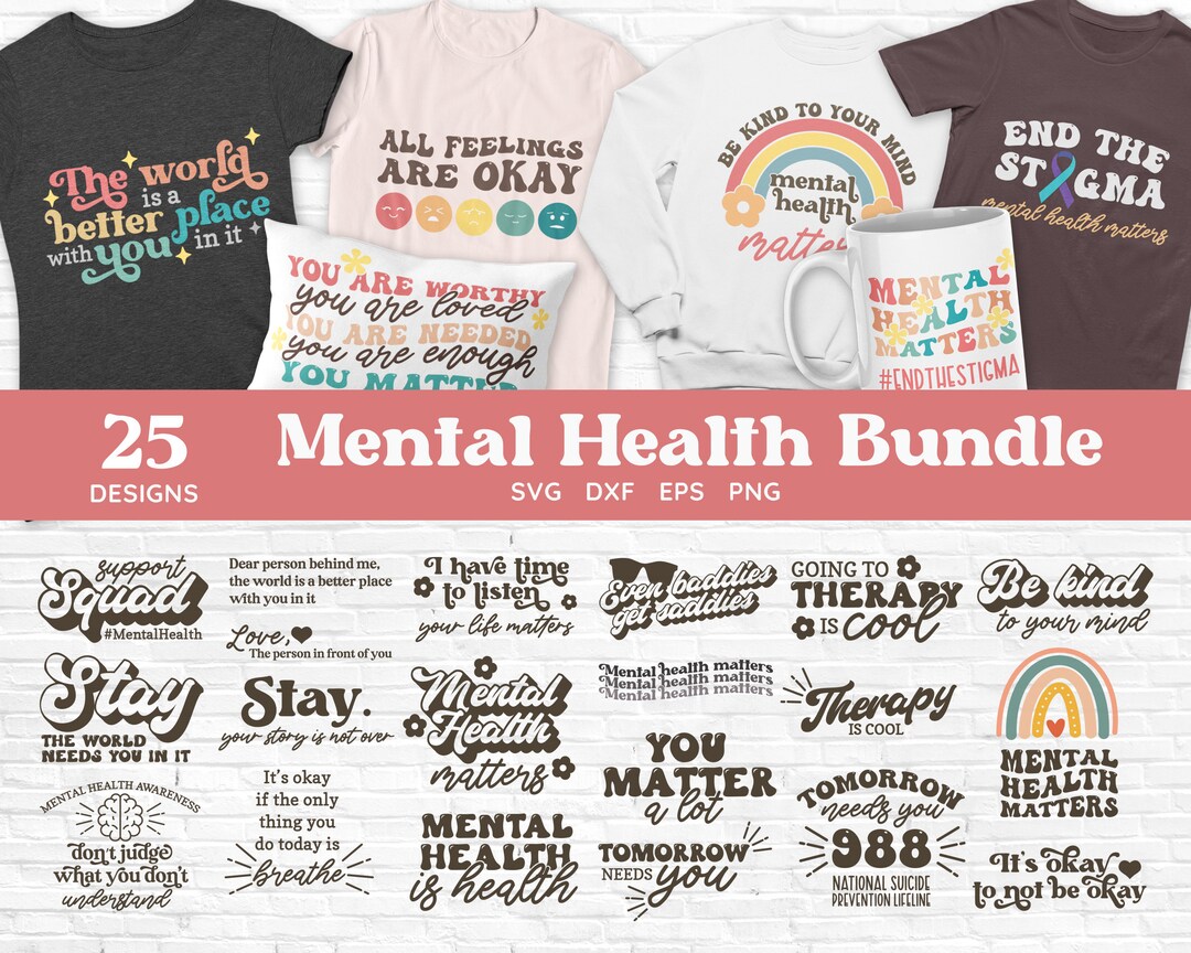 Mental Health SVG Bundle: Boho Retro Designs (digital Download) - Etsy