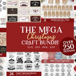 KOOP 4 KRIJG 50% KORTING op de Mega Christmas Craft svg-bundel - dxf eps png pdf - 2024 kerstornament svg bundel - kerstshirt svg gesneden bestanden
