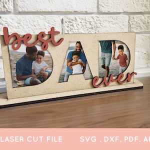 KOOP 4 KRIJG 50% KORTING Vaderdag Frame svg laserbestand beste vader ooit frame laser gesneden voor glowforge vaders dag cadeau frame laser gesneden bestand