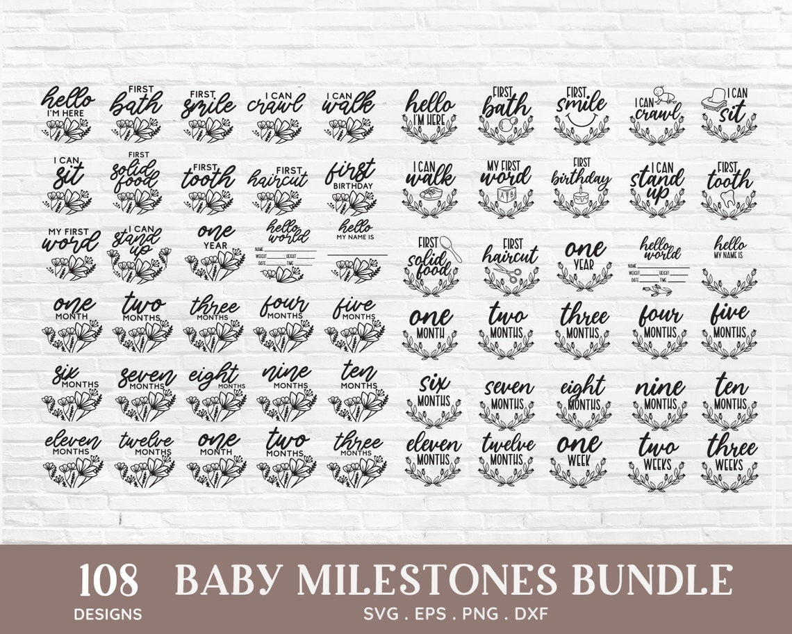 BUY 4 GET 50% OFF 104 Baby Milestone Card Svg Bundle Baby - Etsy
