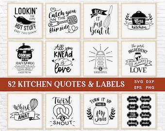 Kitchen Quotes & Labels SVG Bundle: Farmhouse Decor (Digital Download)