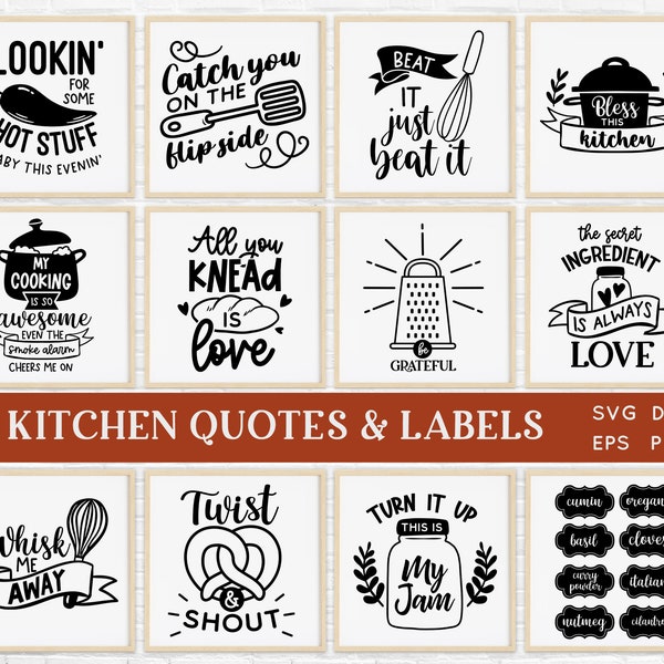 BUY 4 GET 50% OFF 82 Kitchen Quotes and Labels svg Bundle farmhouse kitchen decor file for cricut kitchen glowforge laser cut files