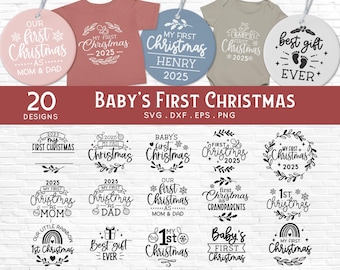Pacchetto di SVG per decorazioni natalizie per il primo bambino (download digitale)