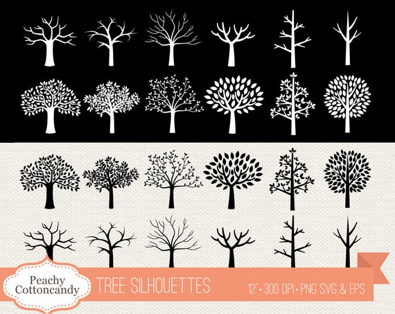 Buy 3 Get 30 Off Tree Silhouettes Clipart Vector Svg Tree Etsy