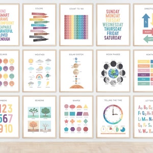COMPRE 4 OBTENGA 50% DE DESCUENTO 15 Montessori Arte de pared imprimible Montessori Decoración de aula boho decoración de aula cartel montessori carteles educativos