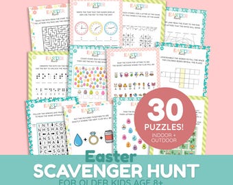 Druckbare Ostern Schnitzeljagd spiele für Teenager und ältere Kinder im Alter von 10 Jahren | Schatzsuche Spiel