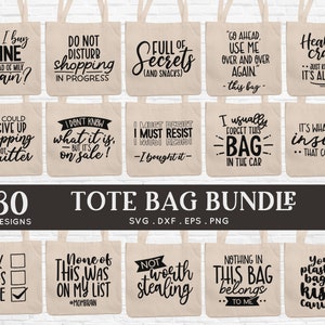 BUY 4 GET 50% OFF 30 Diy Tote Bag svg Bundle dxf eps png pdf - funny tote bag quotes svg - canvas tote bag sayings svg cut files for cricut