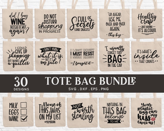 BUY 4 GET 50% OFF 30 Diy Tote Bag Svg Bundle Dxf Eps Png Pdf 