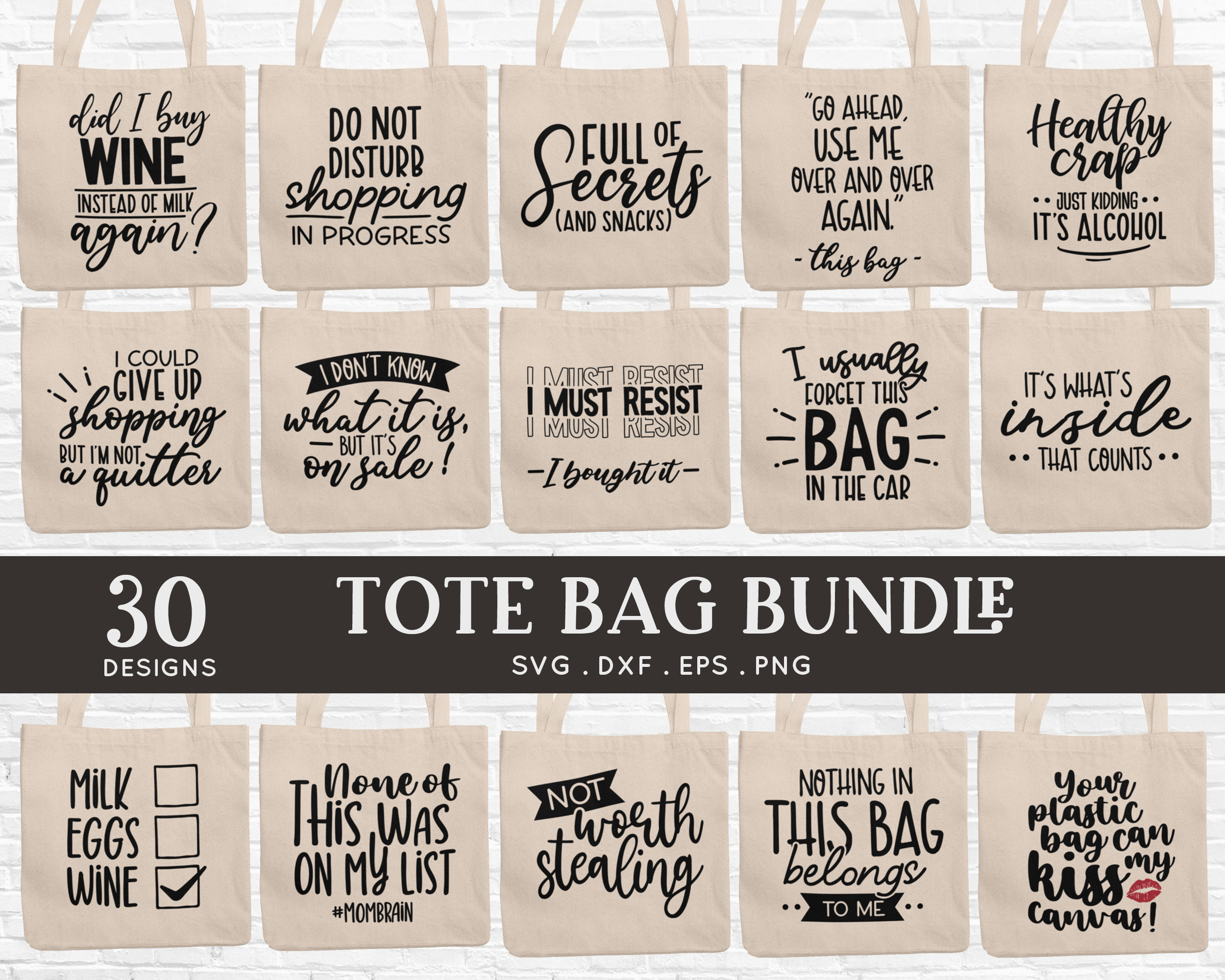 BUY 4 GET 50% OFF 30 Diy Tote Bag Svg Bundle Dxf Eps Png Pdf - Etsy