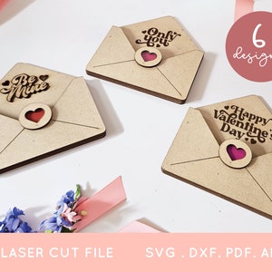 ACQUISTA 4 E RICEVI IL 50% DI SCONTO File tagliati al laser per buste di San Valentino per glowforge e cricut - Porta biglietti di San Valentino in formato svg