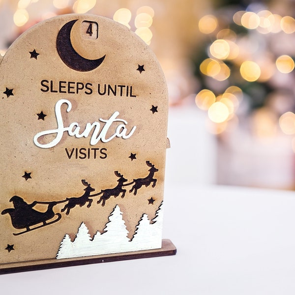 BUY 4 GET 50% OFF Christmas Countdown Sliding Decoration svg Laser Cut Files for glowforge - Christmas decor laser cut files Santa visits