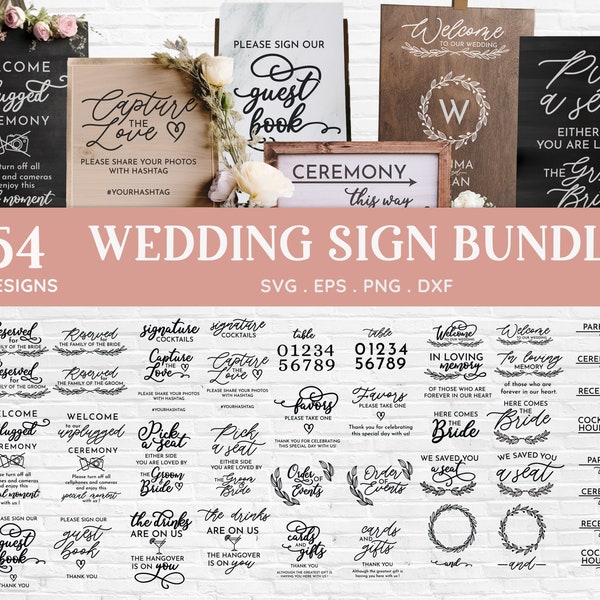 BUY 4 GET 50% OFF Wedding signs svg bundle wedding welcome signs wedding ceremony signs wedding svg bundle wedding sign svg wedding laser