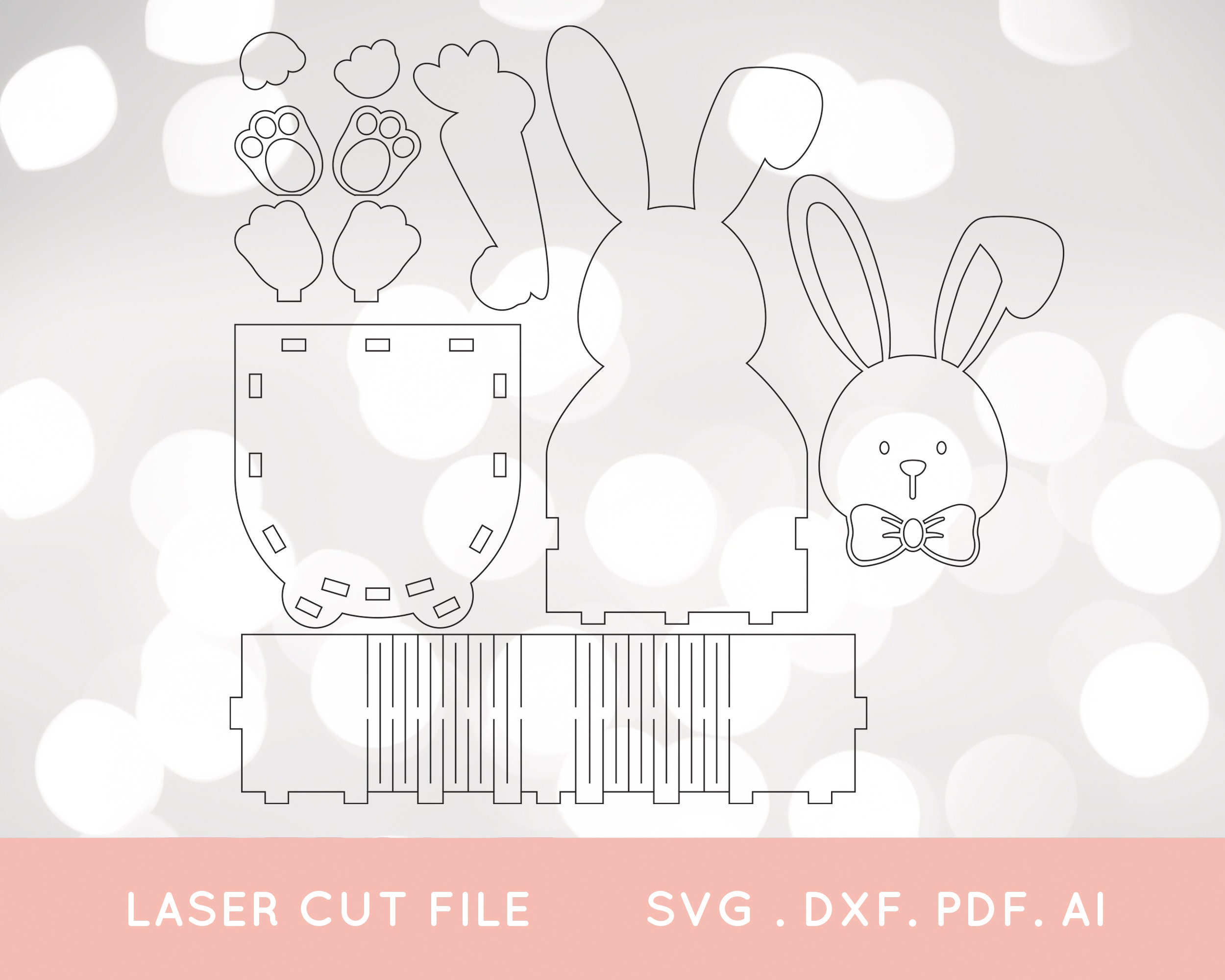 Bunny Easter Egg Holder Laser Cut File (svg, Dxf, Pdf, Ai) - Etsy