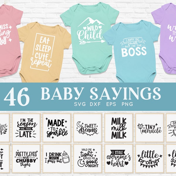 BUY 4 GET 50% OFF 45 Baby Sayings svg bundle - funny baby onesie svg - newborn svg - newborn baby girls and boys svg files for cricut