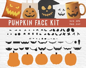 Pumpkin Face SVG: Halloween Jack-o-Lantern Cricut-bestanden (digitale download)