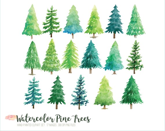 Download Buy 3 Get 30 Off Watercolor Pine Tree Clipart Pine Tree Etsy