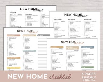 New Home Checklist: Moving Planner with Grocery List (Printable PDF Letter Size)