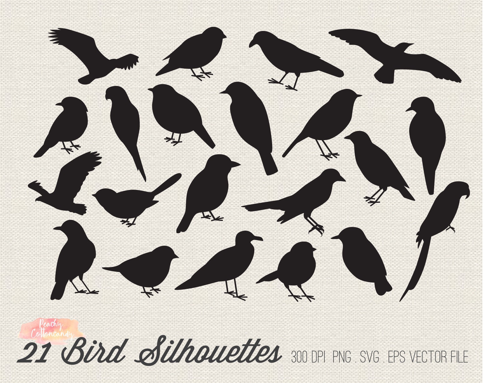 Download BUY 2 GET 1 FREE 21 Bird Silhouettes Clipart bird silhouette | Etsy