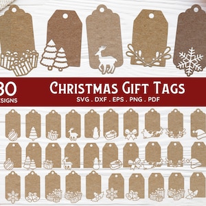ACQUISTA 4 OTTIENI IL 50% DI SCONTO Pacchetto SVG di tag regalo di Natale per Cricut Glowforge - File di taglio SVG di tag regalo di Natale e file di taglio laser