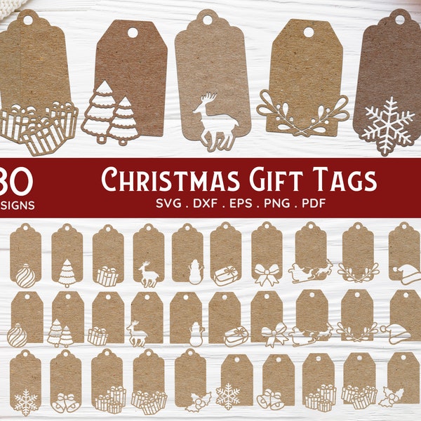 BUY 4 GET 50% OFF Christmas Gift Tags svg bundle for Cricut Glowforge - Christmas gift tag svg cut file and laser cut file