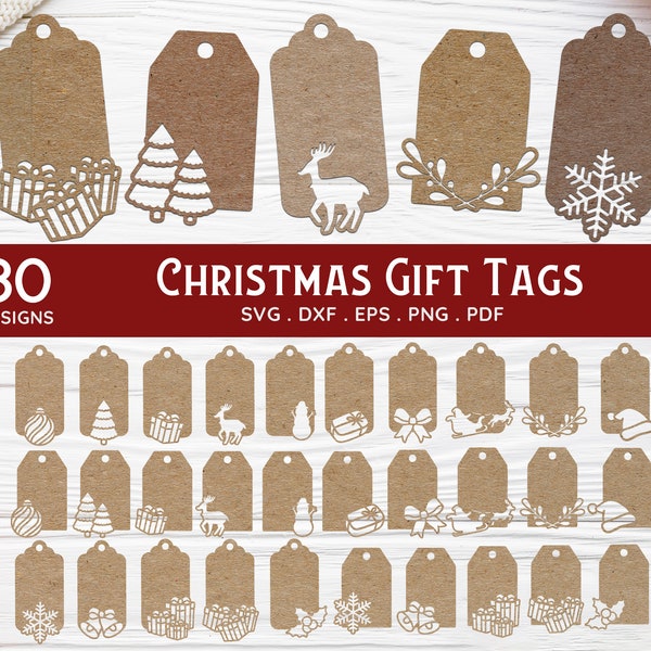 BUY 4 GET 50% OFF Weihnachts Geschenk Tags svg Bundle für Cricut Glowforge - Weihnachten Geschenk Tag svg geschnitten Datei und lasergeschnittene Datei