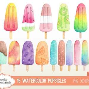 COMPRE 4 GANHE 50% OFF Aquarela Picolé Clip Art - ice pop sorvete verão clipart aquarela ilustração - Uso Comercial Ok