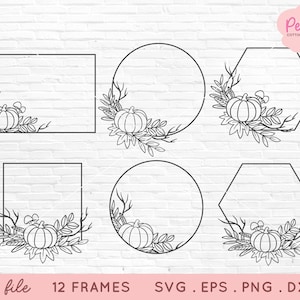 Hand Drawn Fall Pumpkin Frame SVG: Autumn Thanksgiving Decor (Cut Files)