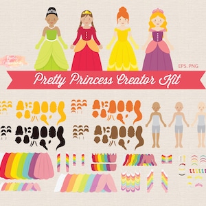 BUY 4 GET 50% OFF Create Your Own Princess Clipart - Princess Clip Art - Girl Clipart - Girl Clip Art - Fairytale clipart - digital clip art