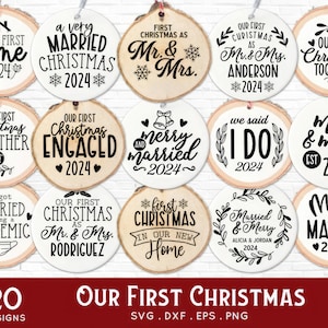 Unser erstes Weihnachtsornament als mr and mrs Ornament svg bündel - Verheiratete Weihnachten svg png