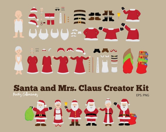 サンタクロースとミセス・クロースのクリップアート：クリスマス