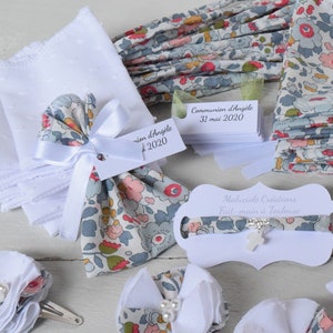 Sacco di dolciumi in tessuto plumetis bianco liberty of London betsy - Sacchetto di dolciumi per battesimo, matrimonio, comunione, battesimo, neonata - Sacchetto battesimo
