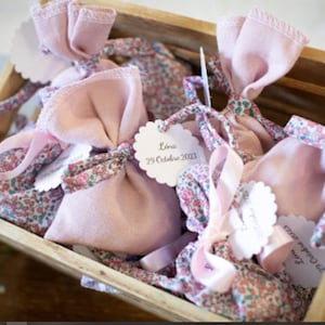 Liberty Eloïse corallo rosa battesimo matrimonio confetti ballotins, etichette personalizzate / sacchetto confetti / sacchetto confetti / regalo per gli ospiti