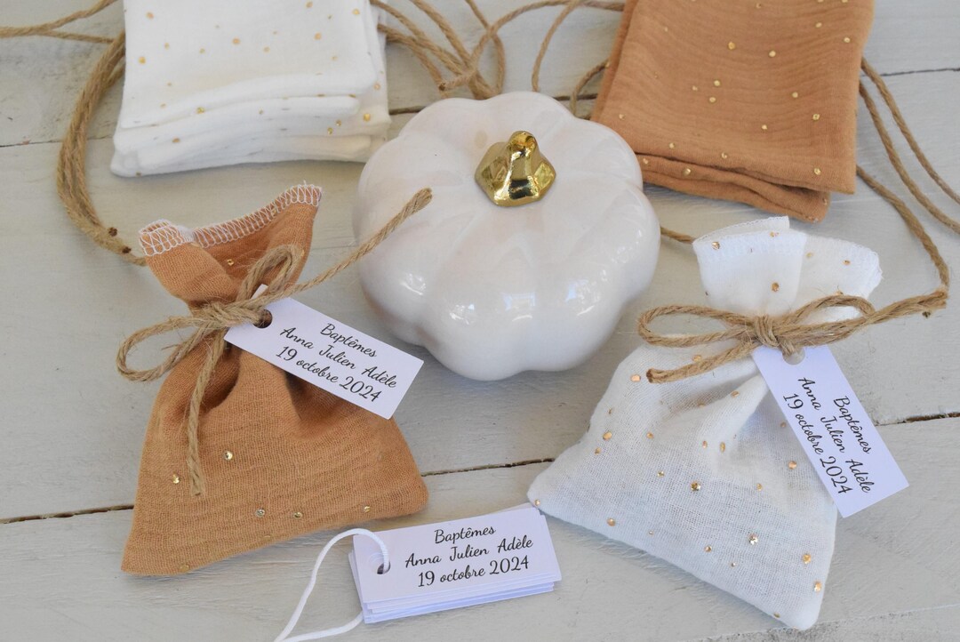 Sachet With String Sachet Golden Polka Dots Camel Double Gauze / Khaki Flowered / Pink ...