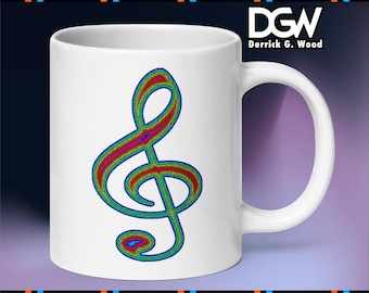 Colorful Treble Clef Mosaic | Musician Coffee Mug | Instrument Lover Gift