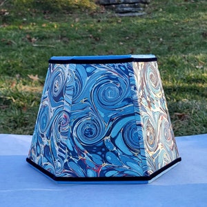 Marbled Paper Lampshade Blue