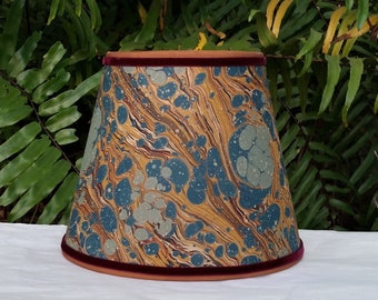 Marbled Paper Lampshade Clip On Table Lamp