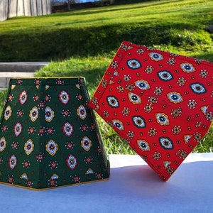 Green or Red Foulard French Country Fabric Lampshade, Clip On Lamp Shade