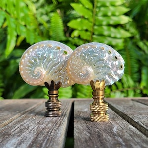 Sea Shell Lamp Finial, Peachy Pink Pearl, Two Sizes