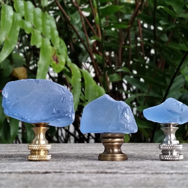 Blue Glass Rock Lamp Finial