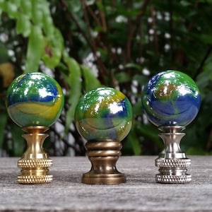 Lamp Finial, Green, Yellow Blue, Iridescent