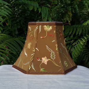 Floral Embroidered Lampshade, Brown Blue