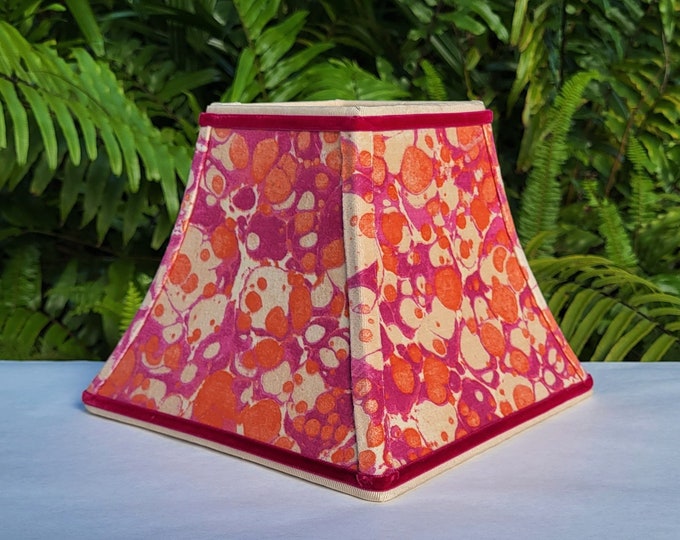 Featured listing image: Marbled Pattern Fabric Lampshade Velvety Cotton, Clip On