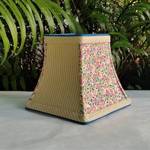 Vintage Pink Floral Ticking Stripe Lampshade, Sconce Lamp Shade, Candle Clip