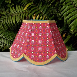 Coral Pink Clip On Lampshade, Scallop Lamp Shade