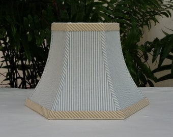 Cornflower Blue Ticking Swing Arm Lampshade, Hexagon Lamp Shade