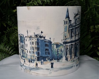 Large Drum Lampshade, Venice Painting Lamp Shade