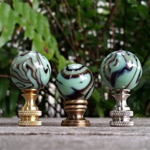 Lamp Finial, Mint Green, Black