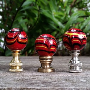 Lampenknopf rot, schwarz gelb marmoriert